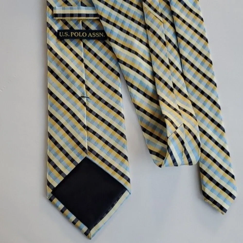 US POLO ASSOCIATION SILK GINGHAM CHECK PLAID 3.5 by 57